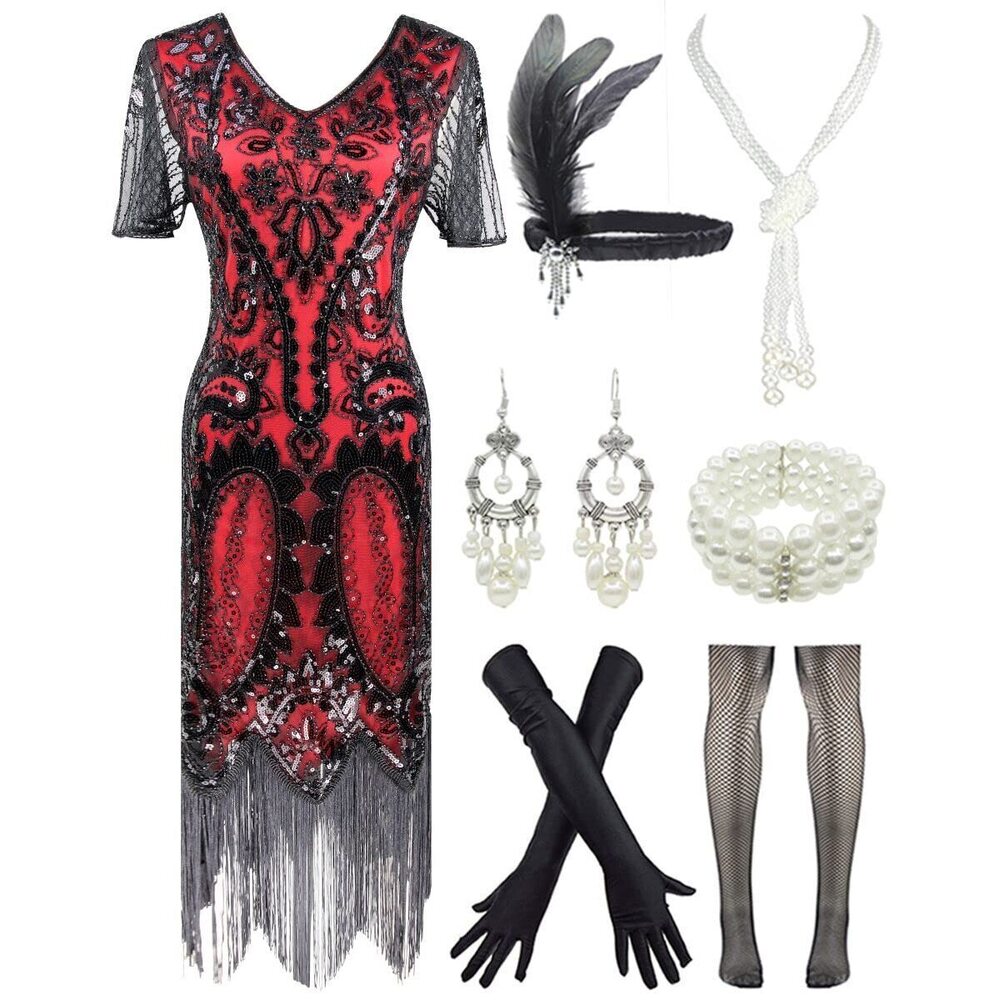 1582 Women's 1920s Gatsby Party Dress Vintage Sequin